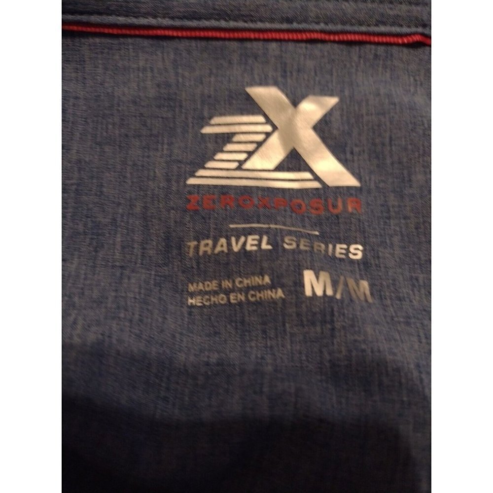 NEW NWT ZEROXPOSUR Travel Series Mens Medium M Button Shirt Blue Long Sleeve - Picture 6 of 13